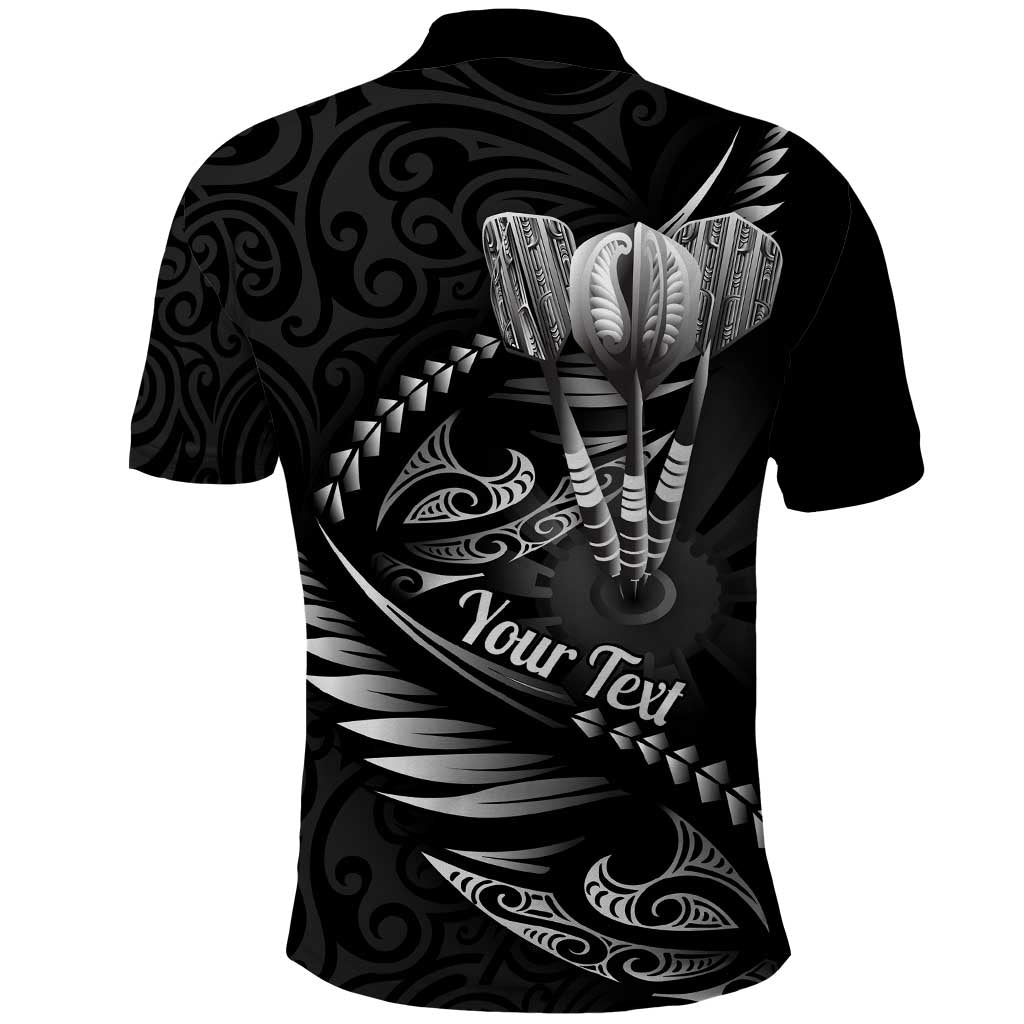 Personalised All Black New Zealand Darts Polo Shirt Aoteroa Fern Maori Galaxy Style