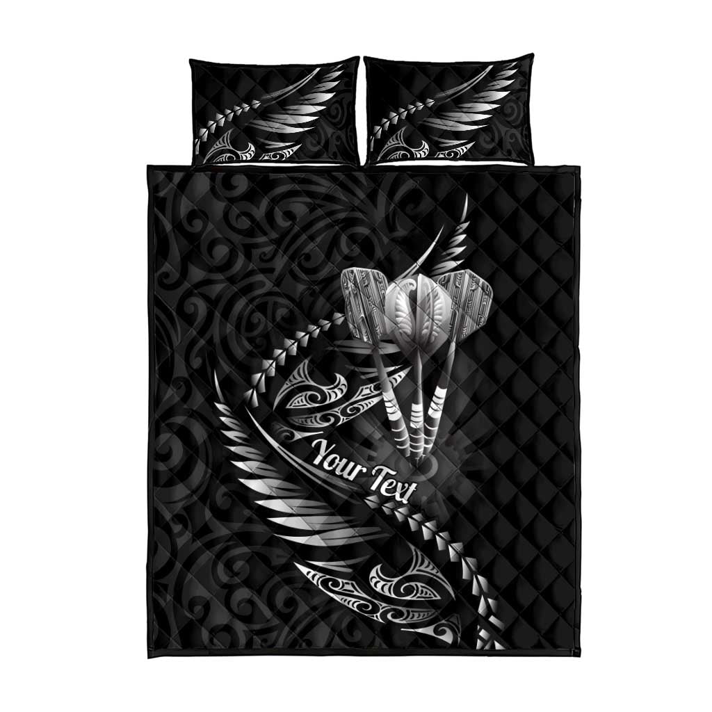 Personalised All Black New Zealand Darts Quilt Bed Set Aoteroa Fern Maori Galaxy Style