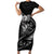 Personalised All Black New Zealand Darts Short Sleeve Bodycon Dress Aoteroa Fern Maori Galaxy Style