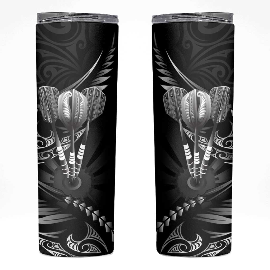 All Black New Zealand Darts Skinny Tumbler Aoteroa Fern Maori Galaxy Style