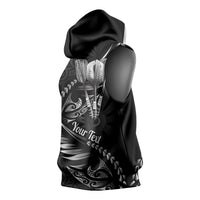Personalised All Black New Zealand Darts Sleeveless Hoodie Aoteroa Fern Maori Galaxy Style - Polynesian Pride