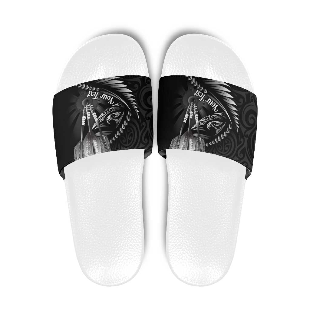 Personalised All Black New Zealand Darts Slide Sandals Aoteroa Fern Maori Galaxy Style - Polynesian Pride