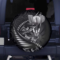 Personalised All Black New Zealand Darts Spare Tire Cover Aoteroa Fern Maori Galaxy Style LT14 No hole Black - Polynesian Pride