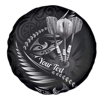 Personalised All Black New Zealand Darts Spare Tire Cover Aoteroa Fern Maori Galaxy Style LT14 - Polynesian Pride