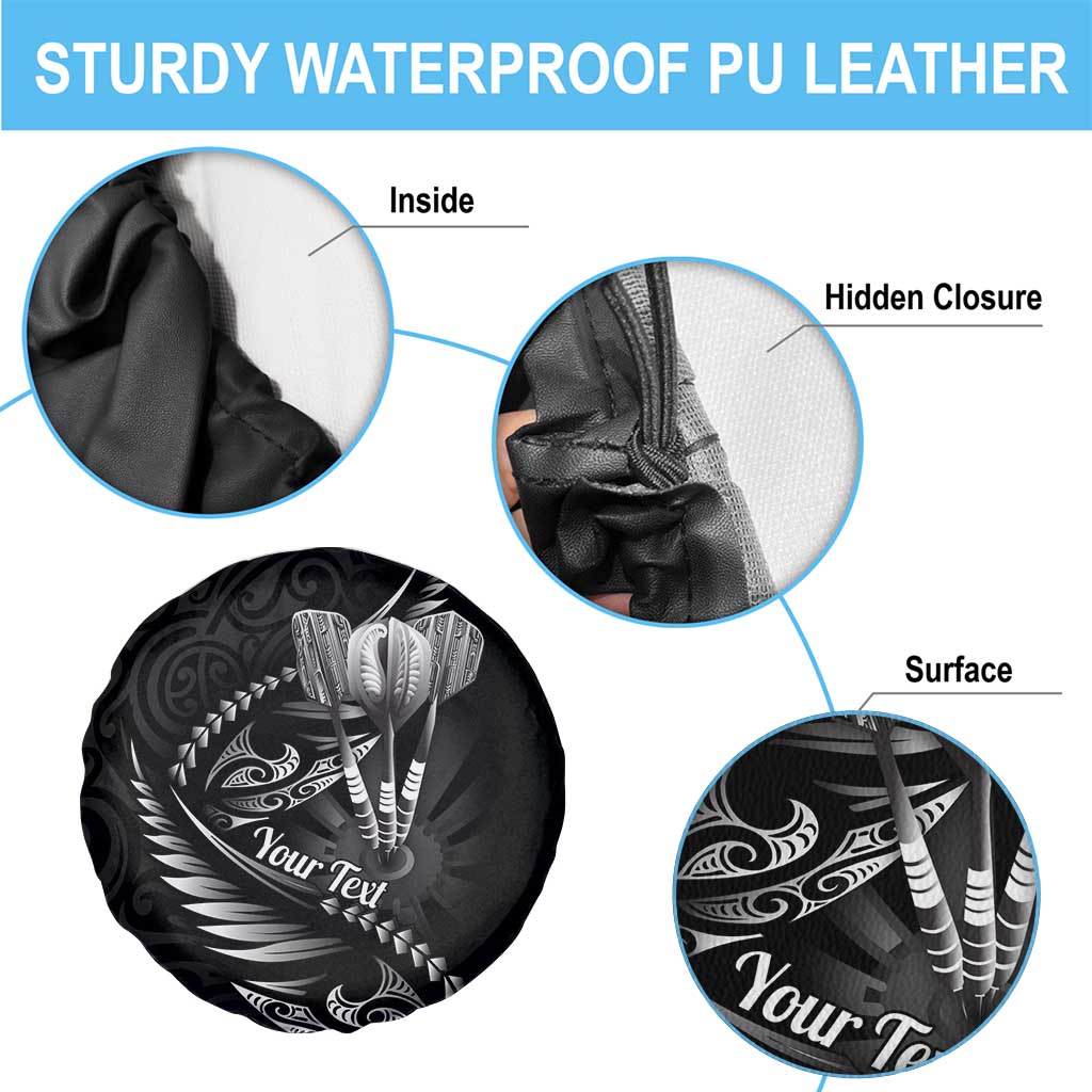 Personalised All Black New Zealand Darts Spare Tire Cover Aoteroa Fern Maori Galaxy Style LT14 - Polynesian Pride