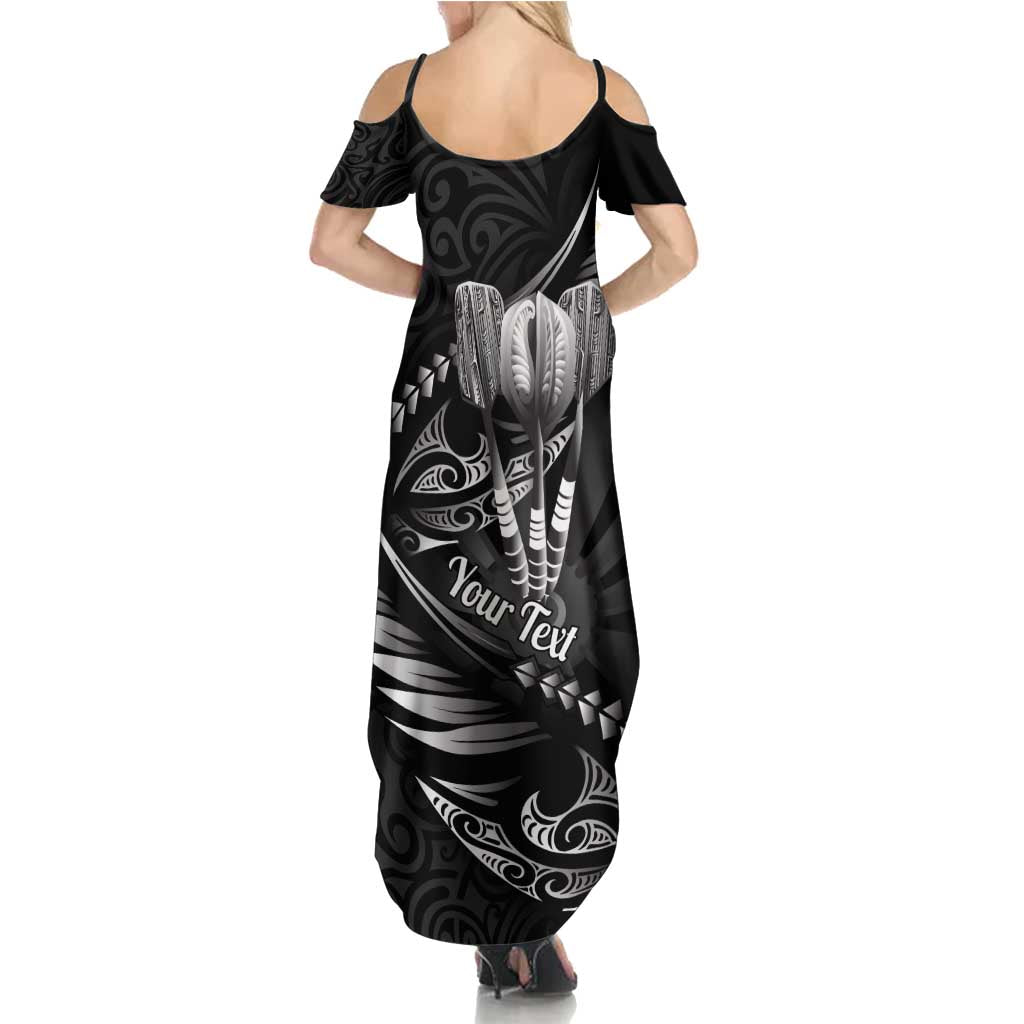Personalised All Black New Zealand Darts Summer Maxi Dress Aoteroa Fern Maori Galaxy Style