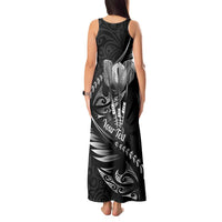 Personalised All Black New Zealand Darts Tank Maxi Dress Aoteroa Fern Maori Galaxy Style LT14 - Polynesian Pride