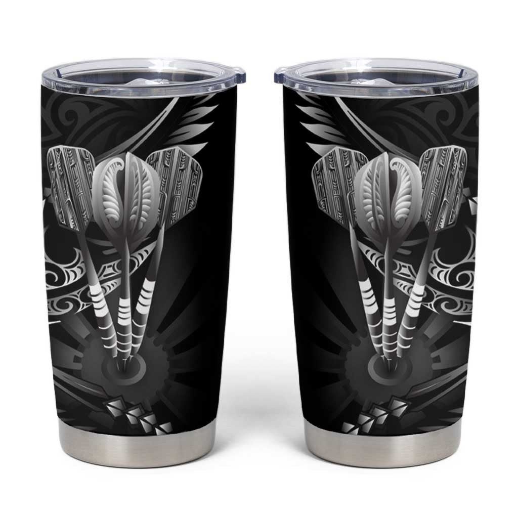All Black New Zealand Darts Tumbler Cup Aoteroa Fern Maori Galaxy Style LT14 Black - Polynesian Pride