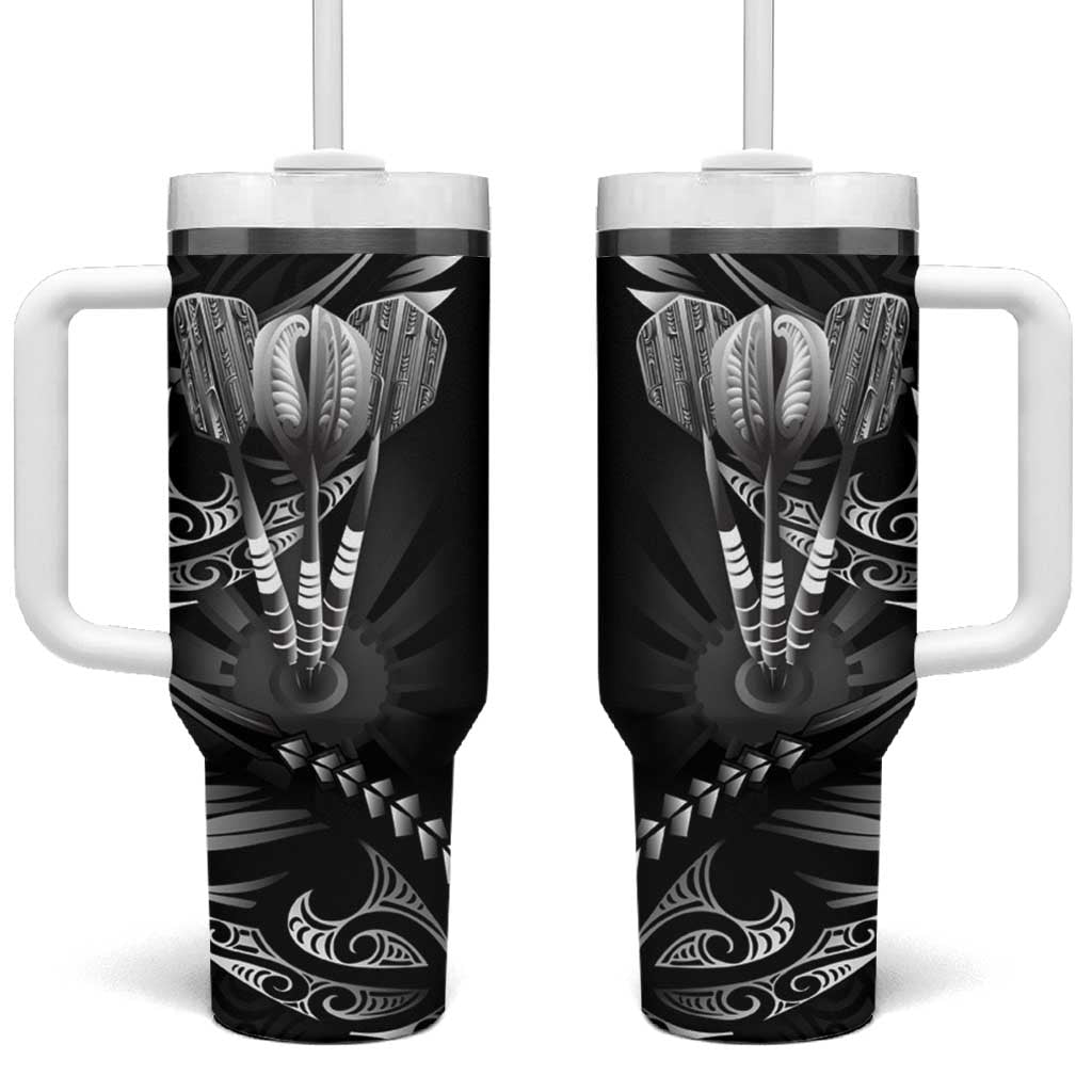All Black New Zealand Darts Tumbler With Handle Aoteroa Fern Maori Galaxy Style