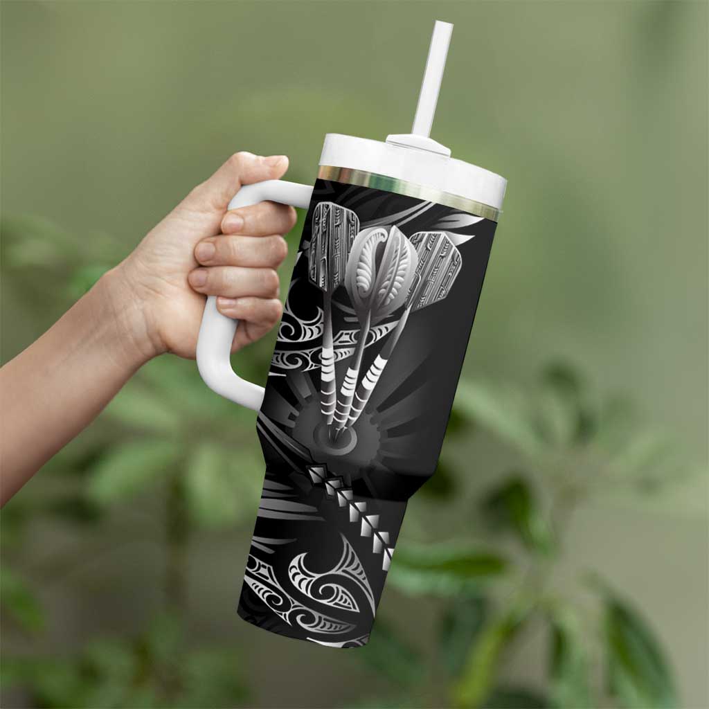 All Black New Zealand Darts Tumbler With Handle Aoteroa Fern Maori Galaxy Style