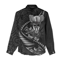 Personalised All Black New Zealand Darts Women Casual Shirt Aoteroa Fern Maori Galaxy Style