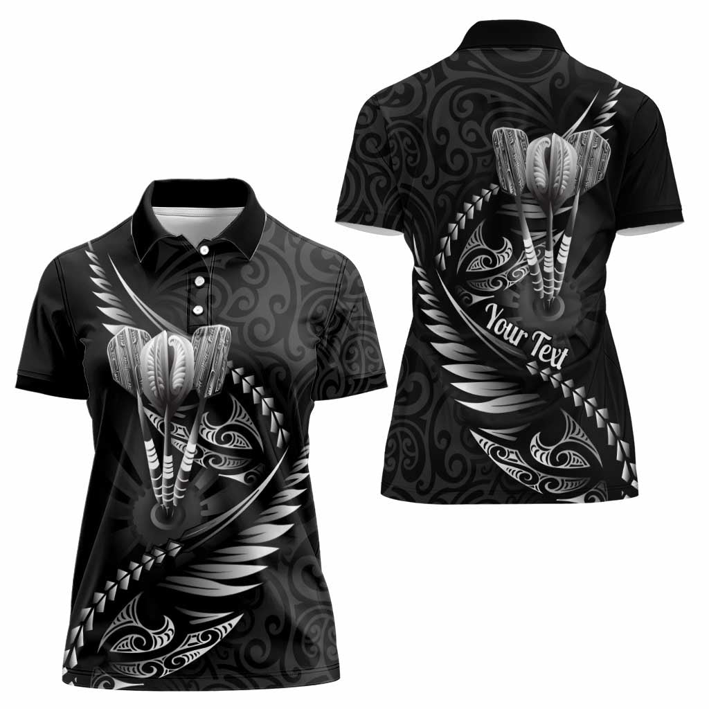 Personalised All Black New Zealand Darts Women Polo Shirt Aoteroa Fern Maori Galaxy Style LT14 - Polynesian Pride