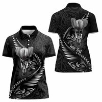 Personalised All Black New Zealand Darts Women Polo Shirt Aoteroa Fern Maori Galaxy Style LT14 - Polynesian Pride