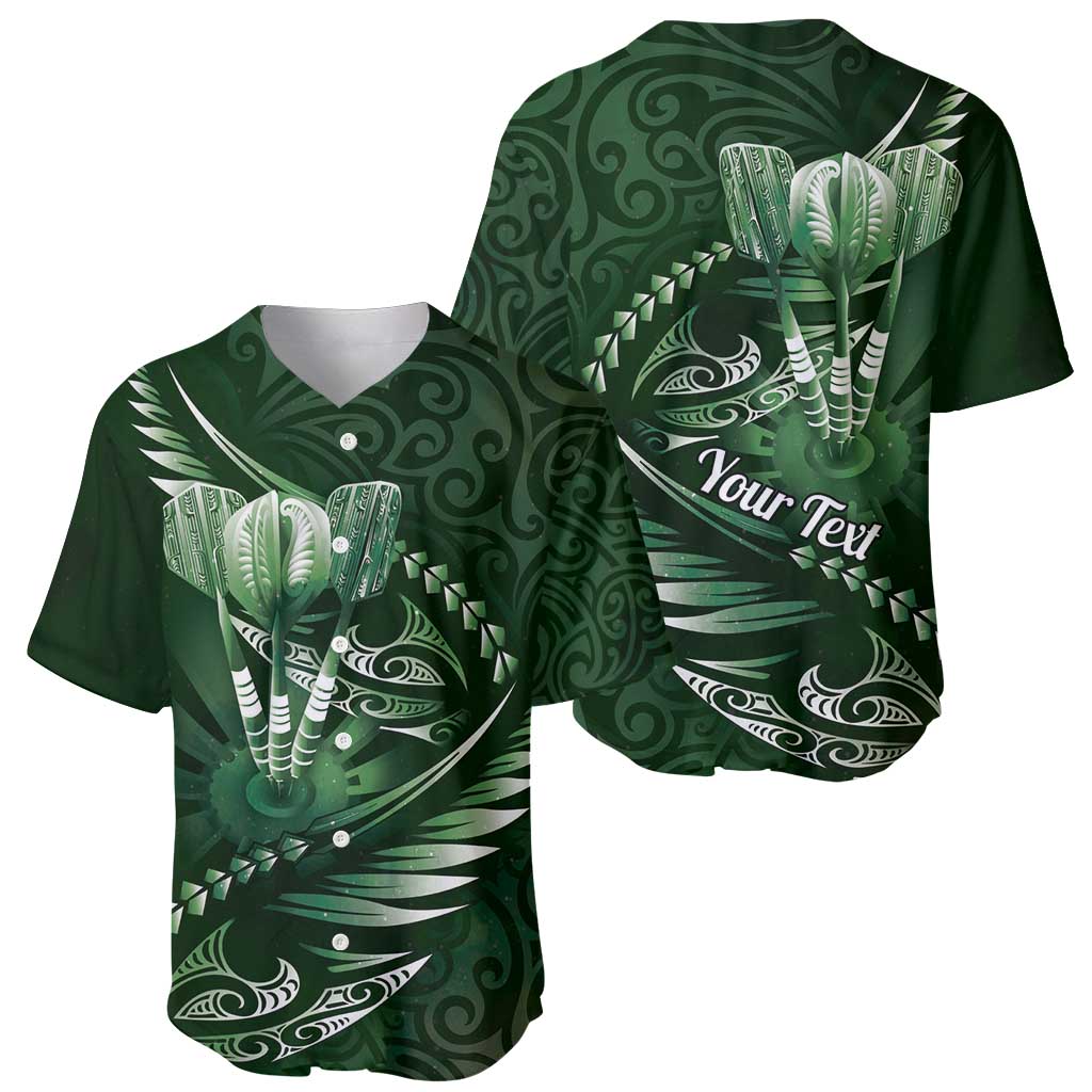 Personalised All Green New Zealand Darts Baseball Jersey Aoteroa Fern Maori Galaxy Style