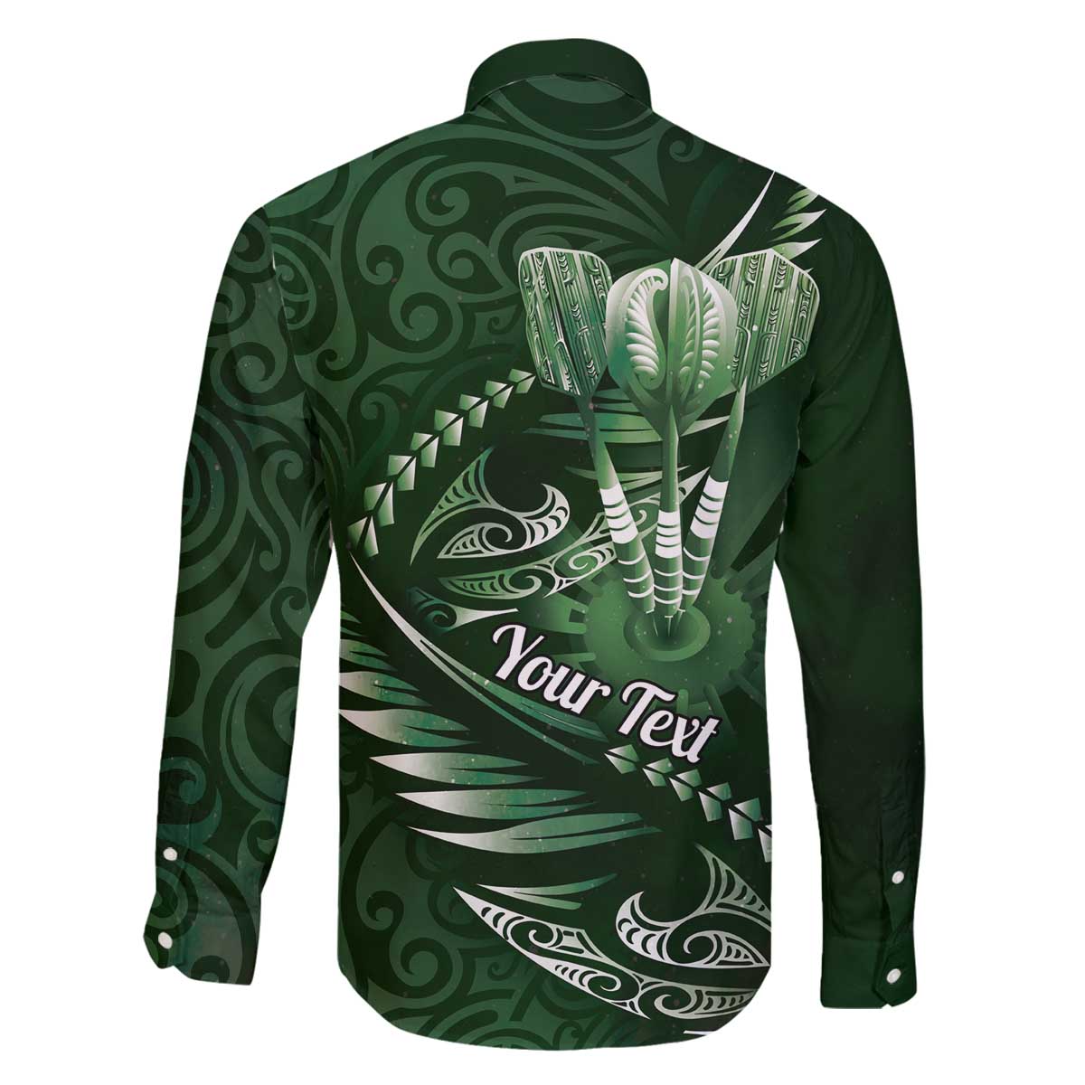 Personalised All Green New Zealand Darts Family Matching Off The Shoulder Long Sleeve Dress and Hawaiian Shirt Aoteroa Fern Maori Galaxy Style LT14 - Polynesian Pride