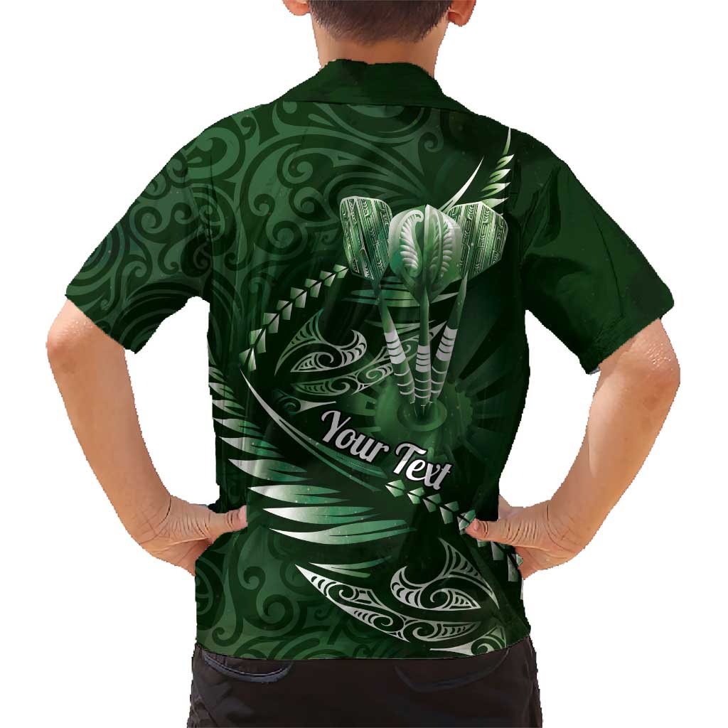Personalised All Green New Zealand Darts Family Matching Short Sleeve Bodycon Dress and Hawaiian Shirt Aoteroa Fern Maori Galaxy Style LT14 - Polynesian Pride