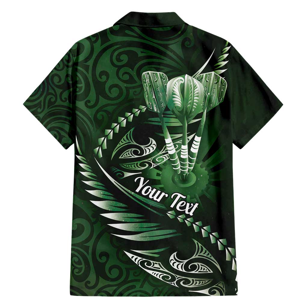 Personalised All Green New Zealand Darts Family Matching Short Sleeve Bodycon Dress and Hawaiian Shirt Aoteroa Fern Maori Galaxy Style LT14 - Polynesian Pride