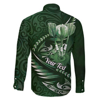 Personalised All Green New Zealand Darts Family Matching Short Sleeve Bodycon Dress and Hawaiian Shirt Aoteroa Fern Maori Galaxy Style LT14 - Polynesian Pride