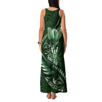 Personalised All Green New Zealand Darts Family Matching Tank Maxi Dress and Hawaiian Shirt Aoteroa Fern Maori Galaxy Style