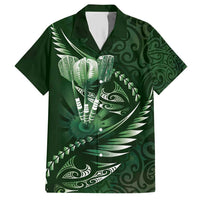 Personalised All Green New Zealand Darts Hawaiian Shirt Aoteroa Fern Maori Galaxy Style LT14 Green - Polynesian Pride