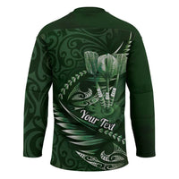 Personalised All Green New Zealand Darts Hockey Jersey Aoteroa Fern Maori Galaxy Style - Polynesian Pride