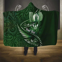 Personalised All Green New Zealand Darts Hooded Blanket Aoteroa Fern Maori Galaxy Style LT14 - Polynesian Pride