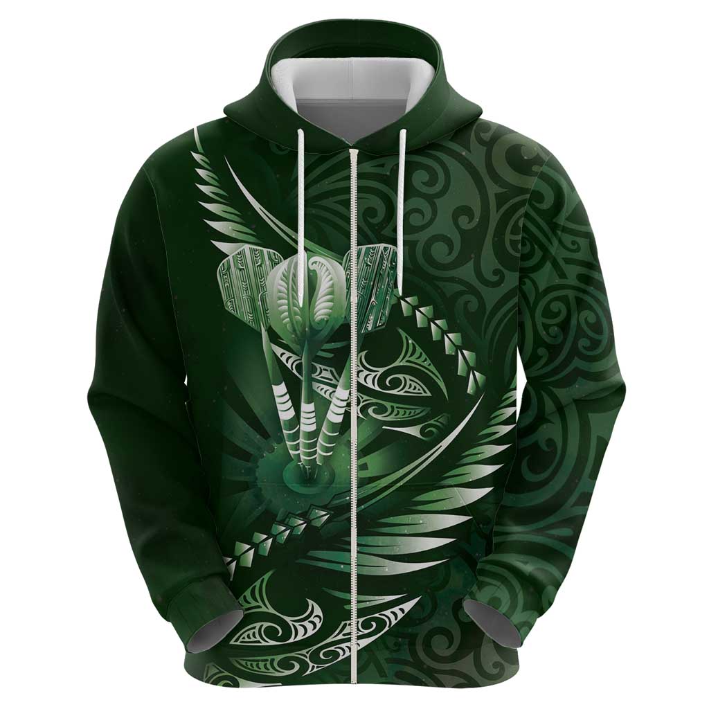 Personalised All Green New Zealand Darts Hoodie Aoteroa Fern Maori Galaxy Style