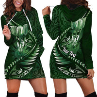 Personalised All Green New Zealand Darts Hoodie Dress Aoteroa Fern Maori Galaxy Style LT14 - Polynesian Pride