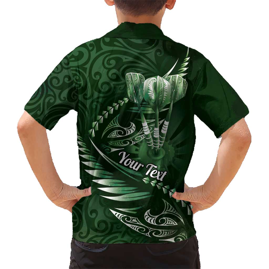 Personalised All Green New Zealand Darts Kid Hawaiian Shirt Aoteroa Fern Maori Galaxy Style LT14 - Polynesian Pride