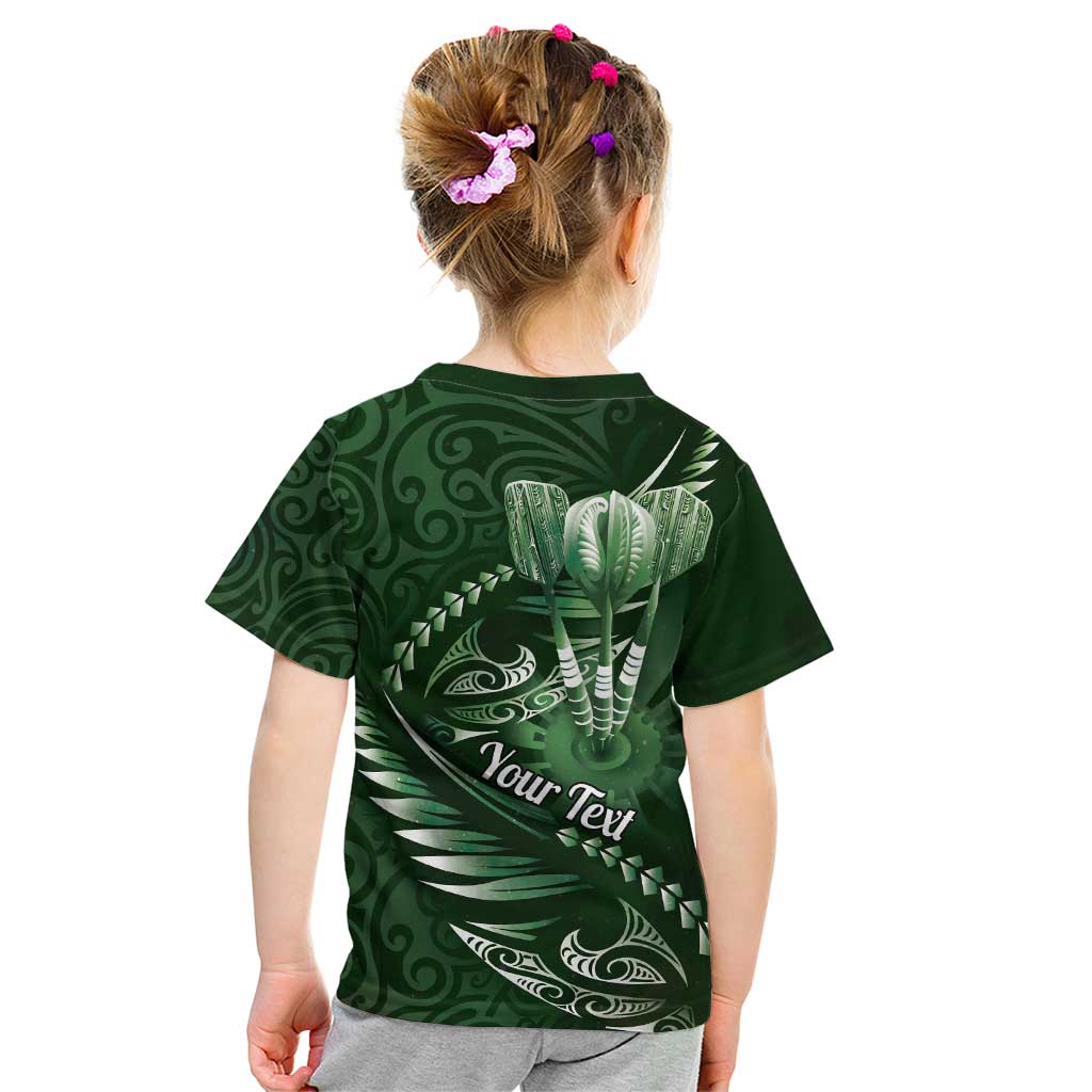 Personalised All Green New Zealand Darts Kid T Shirt Aoteroa Fern Maori Galaxy Style LT14 - Polynesian Pride