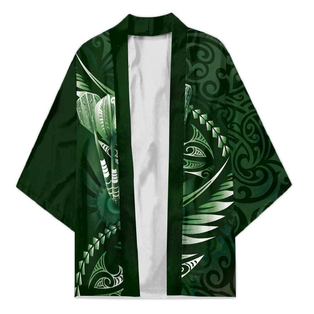 Personalised All Green New Zealand Darts Kimono Aoteroa Fern Maori Galaxy Style - Polynesian Pride