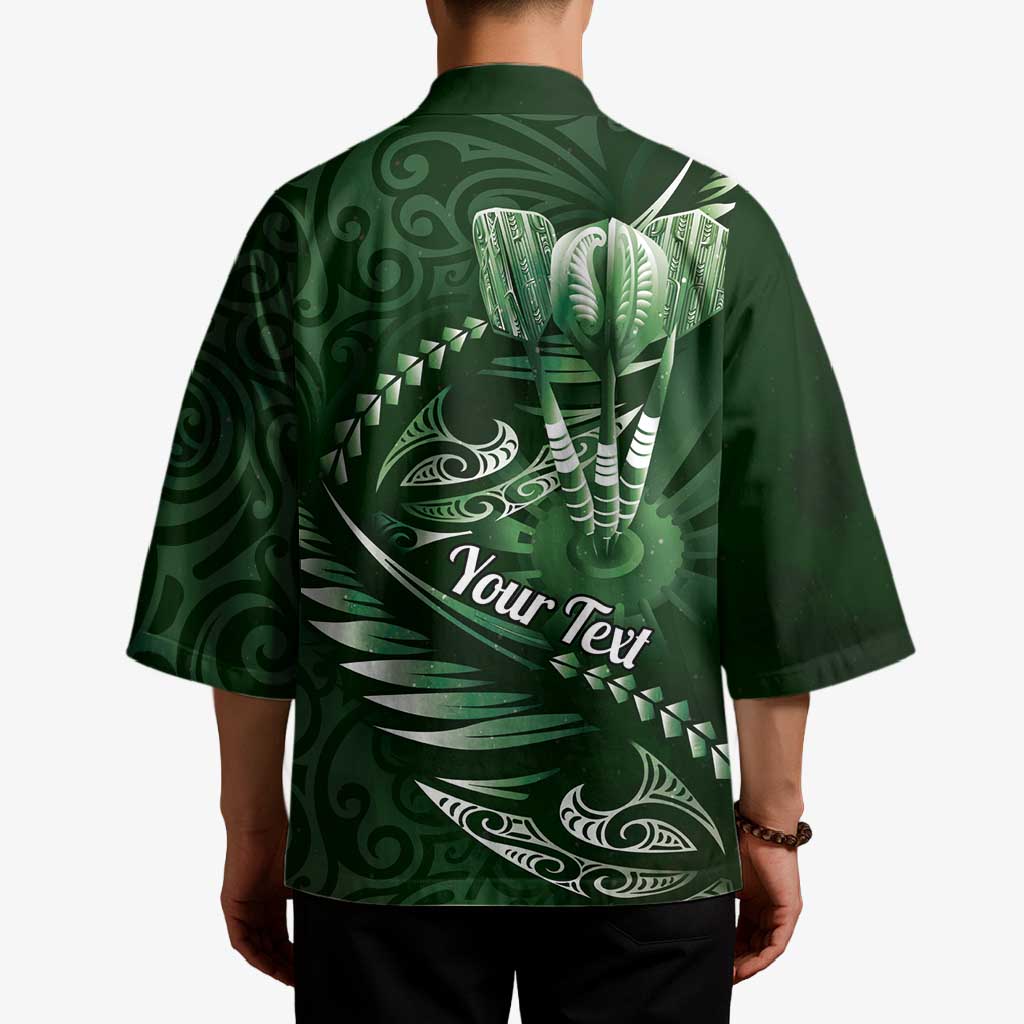 Personalised All Green New Zealand Darts Kimono Aoteroa Fern Maori Galaxy Style - Polynesian Pride