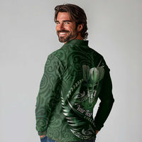 Personalised All Green New Zealand Darts Long Sleeve Polo Shirt Aoteroa Fern Maori Galaxy Style LT14 - Polynesian Pride