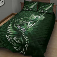 Personalised All Green New Zealand Darts Quilt Bed Set Aoteroa Fern Maori Galaxy Style