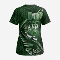 Personalised All Green New Zealand Darts Scrub Top Aoteroa Fern Maori Galaxy Style - Polynesian Pride