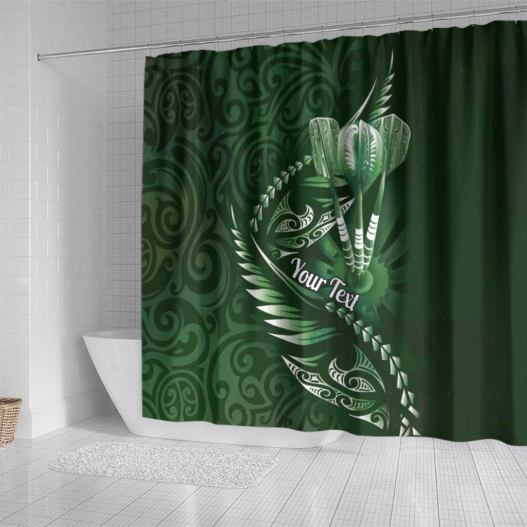 Personalised All Green New Zealand Darts Shower Curtain Aoteroa Fern Maori Galaxy Style LT14 - Polynesian Pride