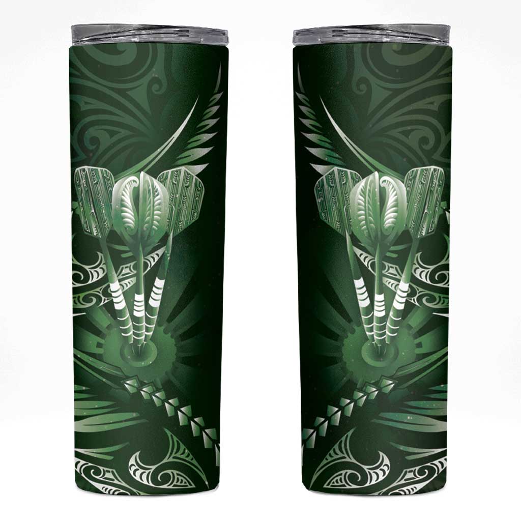 All Green New Zealand Darts Skinny Tumbler Aoteroa Fern Maori Galaxy Style