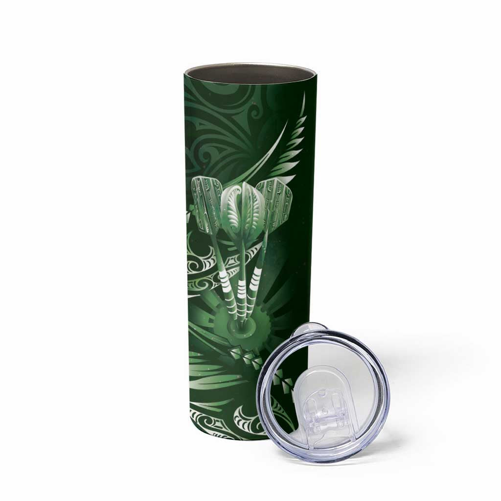 All Green New Zealand Darts Skinny Tumbler Aoteroa Fern Maori Galaxy Style