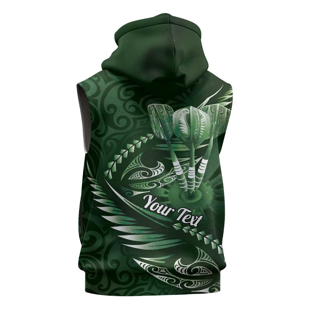 Personalised All Green New Zealand Darts Sleeveless Hoodie Aoteroa Fern Maori Galaxy Style - Polynesian Pride