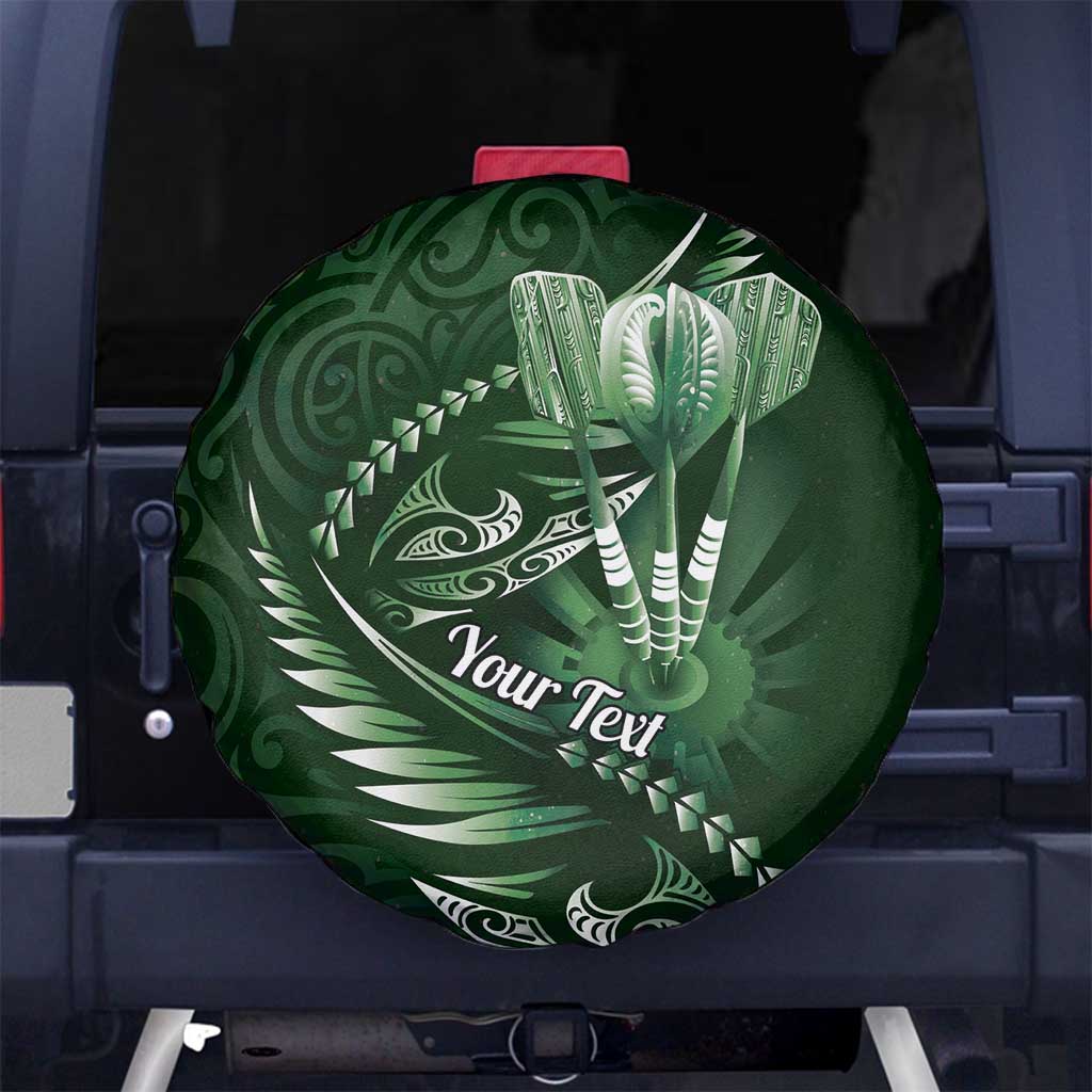 Personalised All Green New Zealand Darts Spare Tire Cover Aoteroa Fern Maori Galaxy Style LT14 No hole Green - Polynesian Pride