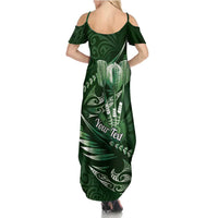 Personalised All Green New Zealand Darts Summer Maxi Dress Aoteroa Fern Maori Galaxy Style