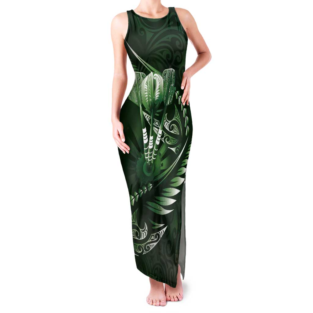 Personalised All Green New Zealand Darts Tank Maxi Dress Aoteroa Fern Maori Galaxy Style LT14 Women Green - Polynesian Pride