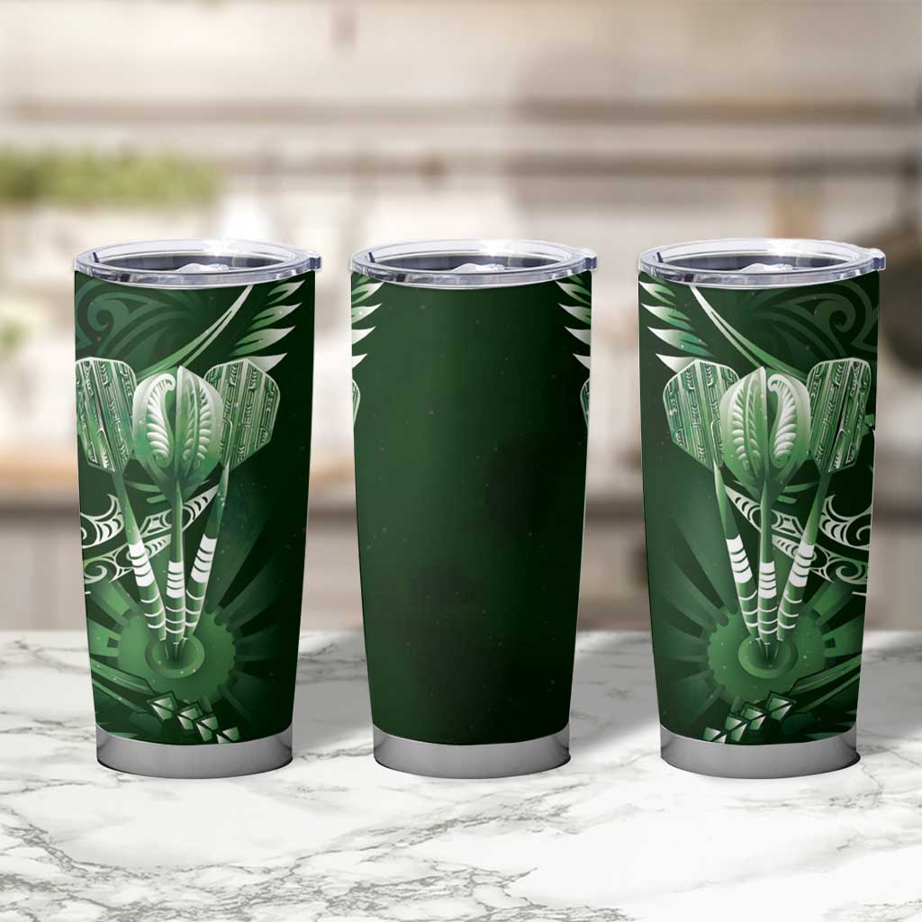 All Green New Zealand Darts Tumbler Cup Aoteroa Fern Maori Galaxy Style LT14 - Polynesian Pride