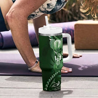 All Green New Zealand Darts Tumbler With Handle Aoteroa Fern Maori Galaxy Style