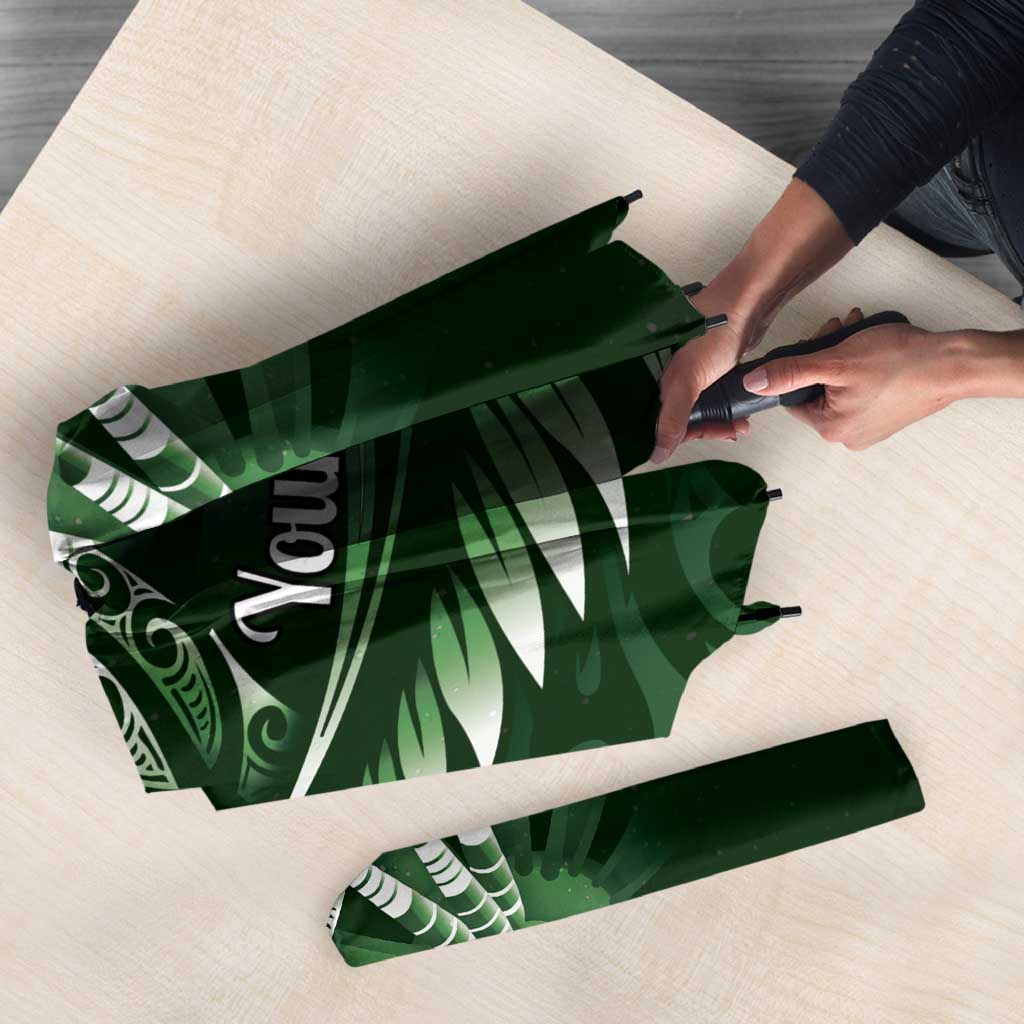 Personalised All Green New Zealand Darts Umbrella Aoteroa Fern Maori Galaxy Style - Polynesian Pride