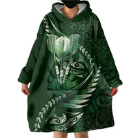 Personalised All Green New Zealand Darts Wearable Blanket Hoodie Aoteroa Fern Maori Galaxy Style LT14 - Polynesian Pride