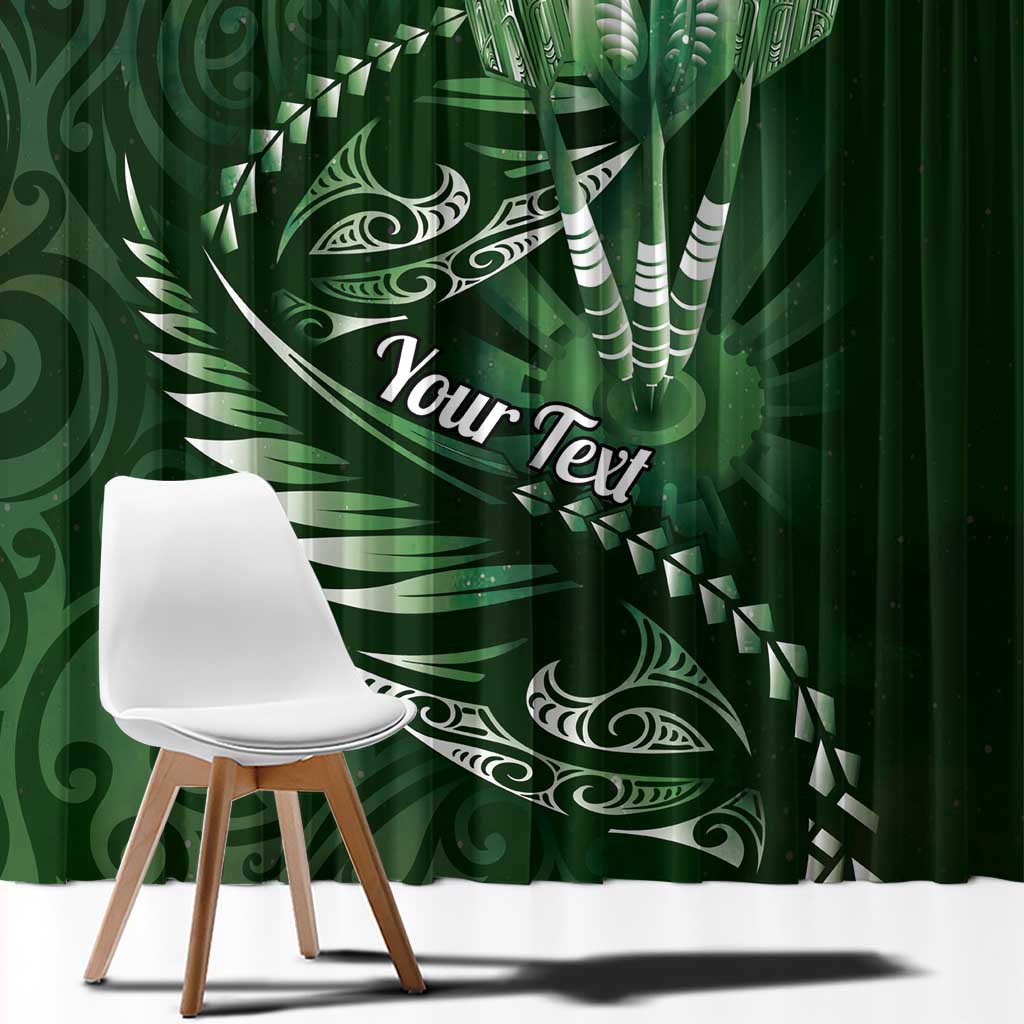 Personalised All Green New Zealand Darts Window Curtain Aoteroa Fern Maori Galaxy Style