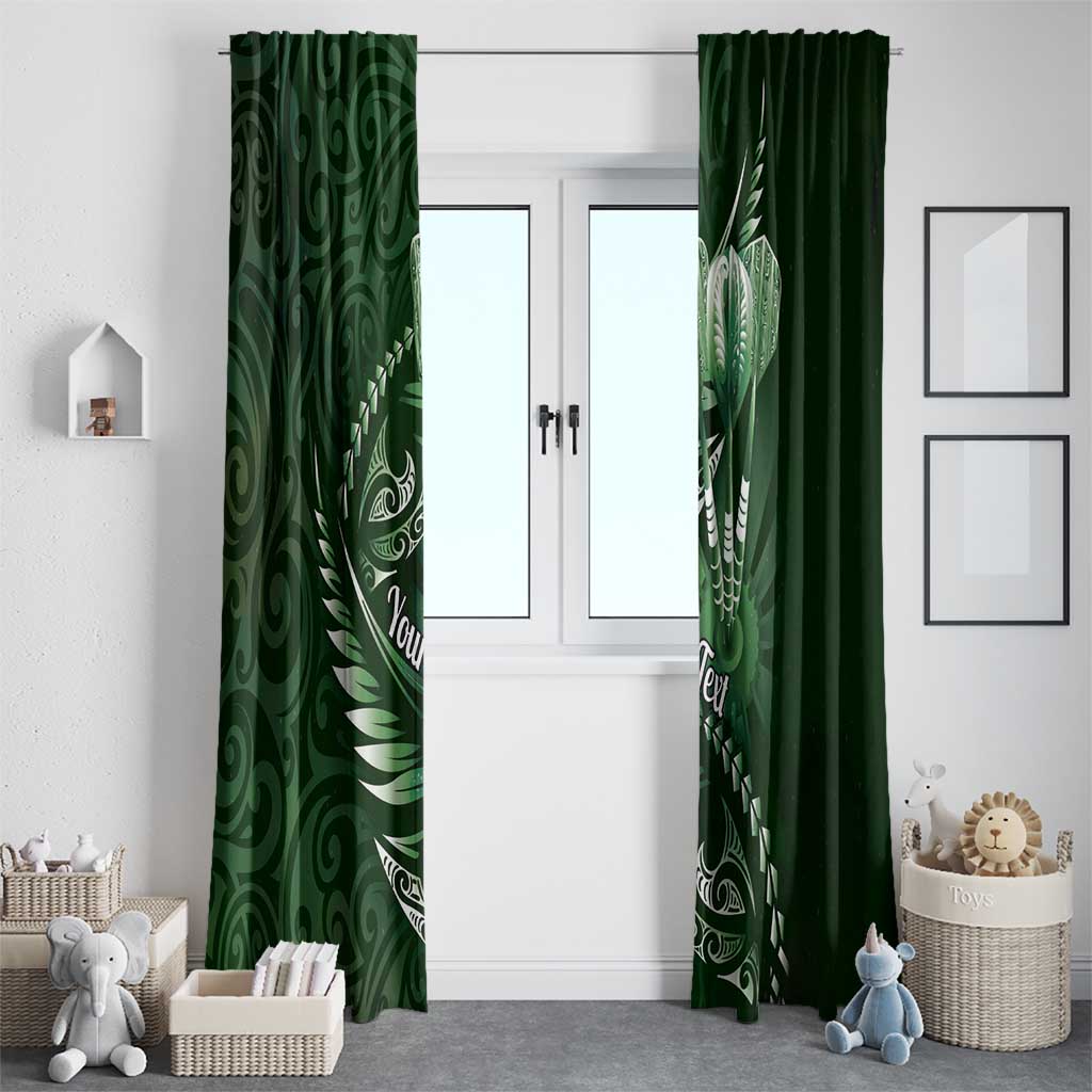 Personalised All Green New Zealand Darts Window Curtain Aoteroa Fern Maori Galaxy Style