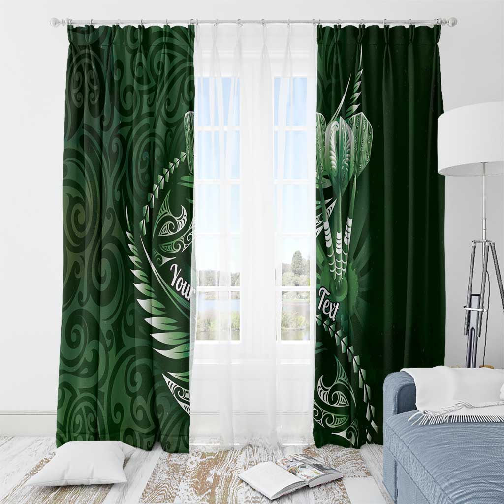 Personalised All Green New Zealand Darts Window Curtain Aoteroa Fern Maori Galaxy Style