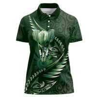 Personalised All Green New Zealand Darts Women Polo Shirt Aoteroa Fern Maori Galaxy Style LT14 Female Green - Polynesian Pride